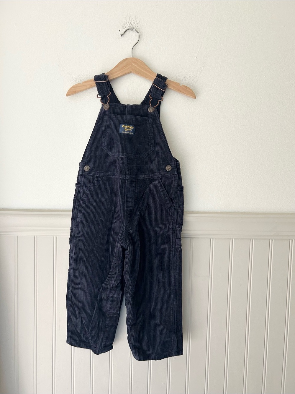 OshKosh B’gosh Boys Navy Dark Blue Corduroy Overalls 24 Months